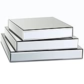 GIMORRTO Mirror Display Riser Stands 3 Set, Glam Accent Table Display Platform for Decorative Pieces, Mirrored Showpeice 3Pack, Centerpiece Displayer (Square 3PC)