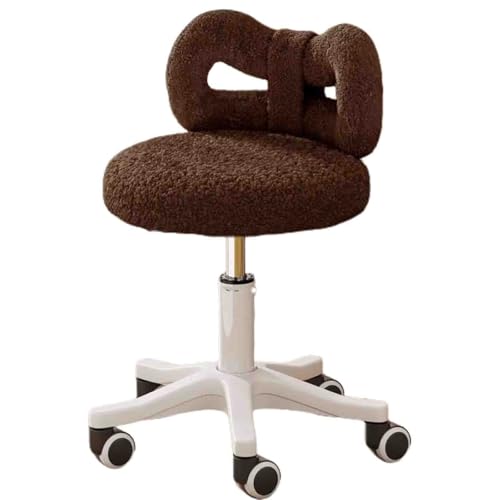 Silla de maquillaje de altura ajustable con respaldo y ruedas, perfecta para profesionales de belleza y artistas de maquillaje, diseño ergonómico para mayor comodidad y movilidad