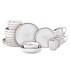 Home VSS, Stoneware Euro-Nordic 20pc Dinnerware Set, Shiny White With Speckled Effect