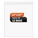 Large Heavy Duty Zipper Bags 16 x 20 Inch, Extra Thick Clear Plastic Zip Bags, 3 Gallon Resealable Storage Bags for Large Tools, Parts, Industrial Storage, Clothing, Office Supplies