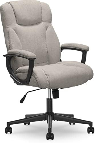 Serta Executive High Back Office Chair with Lumbar Support Ergonomic Upholstered Swivel Gaming Friendly Design, Microfiber Gray