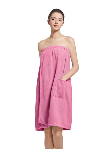 Image of Women'S Soft Wrap Towel Full Length,Bath Robe After Shower Female Plush Long,Spa Bathrobes Lightweight With Pockets