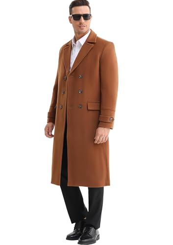 Image of APTRO Men's Luxury Full Length Trench Coat Long Wool Overcoat Winter Windbreaker