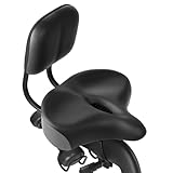 MOONCOOL Oversized Bike Seat with Backrest, 11.5' × 9.5' Wide Padded Saddle with Back-Support Cushion, Fits 7/8″ (22.2 mm) Seat Posts for Bicycle, Tricycle & Exercise Bikes