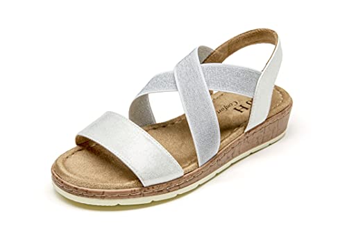 VJH confort Women's Flat Sandals, Comfort Slip-on Elastic Ankle Strap Slingback Light Weight Casual Walking Sandals