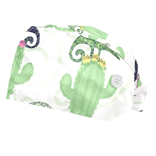 Casquettes de travail ajustables anti-transpiration motif cactus vert