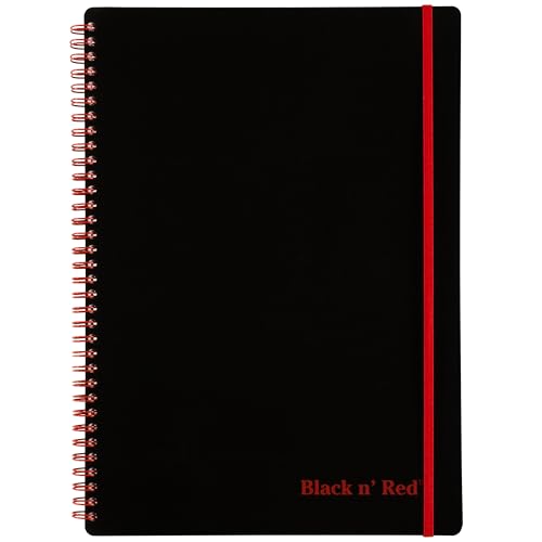 Cahier A5 Black n Red avec papier qui ne transperce pas couverture rigide à spirale pack de 5