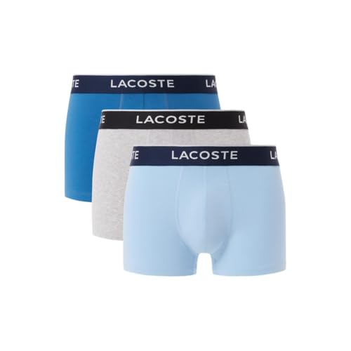 Lacoste Men's Cotton Stretch Tricolor Waistband Trunks, 3-Pack
