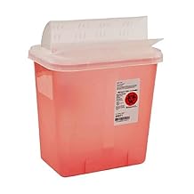 Sharps Container, SharpSafety 12-3/4 H X 7-1/4 D X 10-1/2 W Inch 2 Gallon Red Horizontal Entry Lid, 89651 - Sold by Pack of One