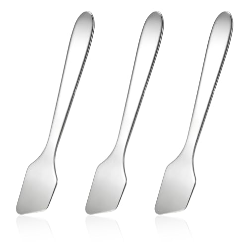 Qianyu 3 Pcs Makeup Spatula Cosmetic Mixing Cream Spoon Stainless Steel