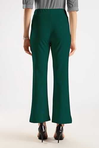 Image of SWADESI STUFF Women's Bell Bottom Trousers - High Waisted Wide Leg Palazzo Pants | Stretchy Cotton Blend Retro Pants for Casual, Office, Party