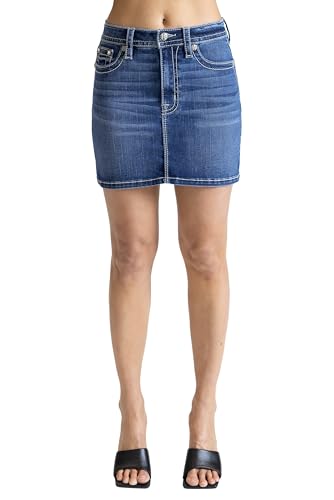 Miss Me Women's Fleur de Lis Thick Stitch Mid-Rise Mini Skirt2