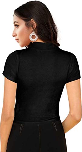 Image of Dream Beauty Fashion Women's Half Sleeve Round High Neck Top Elegant Casual Tee, Pack of 2-23 inch inches (Combo-Tripta Tiger)