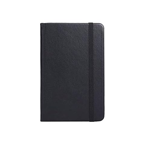 ZZTX Small Pocket Notebook 3.5" x 5.5" Hardcover Lined Paper Mini Notepad with Black Leather Sketchbook Composition Notebook 1 Pack Cover