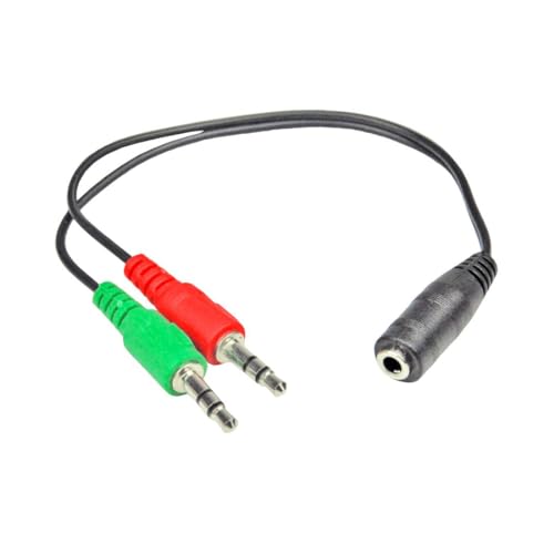 GBC Adapter audio z gniazda 3,5 mm 4-biegunowy na 2 wtyczki 3,5 mm Stereo, adapter słuchawkowy z mikrofonem