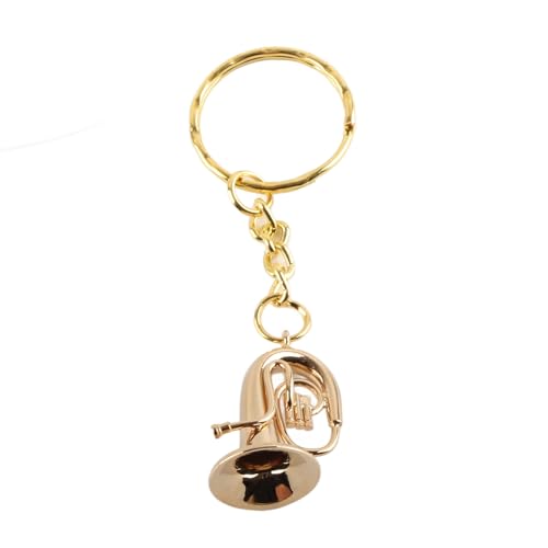 HOHXFYP Llavero de Tuba de Latón, Bombardino/Llavero de Tuba de Instrumento Musical Dorado en Miniatura, Mini Adorno de Llavero Personalizado para Regalos de Música Artesanales