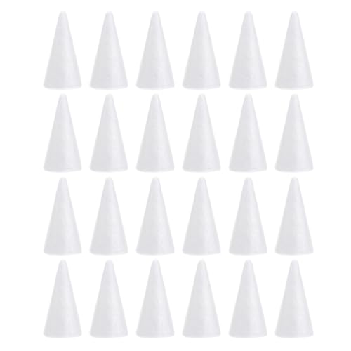 GANAZONO 24pcs Foam Cones Craft Polyethylene Foam Cone Shaped Crafts DIY White Crafts Cake Towers Table Centerpiece Flower Arrangement for Christmas Party