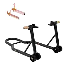 Heavy Duty Motorcycle Stand with Adjustable Swingarm Spool, 1000 LB Capacity Paddock Wheel Lift for Yamaha, Honda, Kawasaki, Suzuki, BMW Black x 1 Pcs