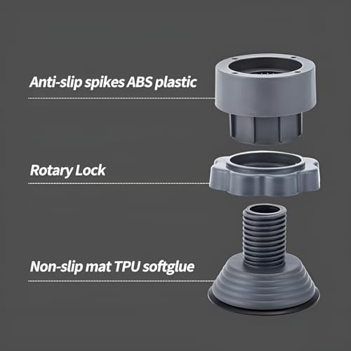 Image of Anti Vibration Pads for Washing Machine (Pack of 4) | 300kg Heavy Duty Adjustable Feet Stand for Washer, Refrigerator & Dryer | Noise & Shock Absorber Rubber Pads | Anti-Slip Floor Protector