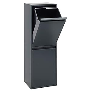 ARREGUI Basic afvalbak voor afvalverzamelemmers, stalen kast voor gedifferentieerd afval, 2 neerklapdeuren, 2 x 17 l (34 l), donkergrijs antraciet, 90,5 x 30,5 x 24,5 cm