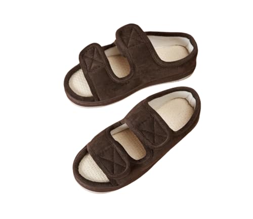 Image of Diabetic Sandals for Men Wide Width Edema Swollen Slippers Adjustable Open Toe Surgical Shoes Anti-skid Breathable Orthopedic Footwear Memory Foam Soft Elderly Sandals