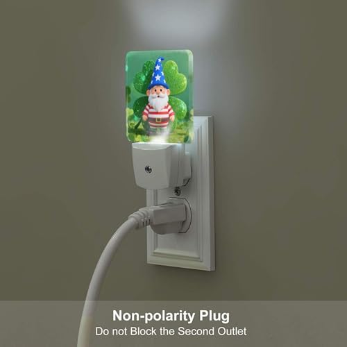 Image of Clovers Gnomes Leaves LED Plug-in Night Light 2-Pack, Auto Sensor Nightlights Set of 2 for Bedroom Bathroom
