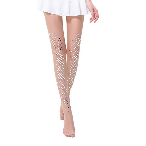 Image of Green Silver Sexy Gold Mermaid Shiny Pearl Tattoo Legging Tights Pantyhose for Women Valentine's Day