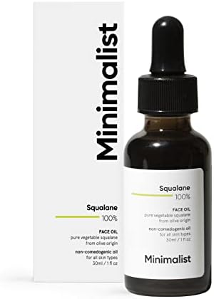Minimalist Squalane 100% (Plant Derived) Face Oil for Moisturization | Improves Skin Hydration & Reduces Fine Lines | Restores Suppleness, Firmness & Elasticity of Skin | 1 Fl Oz / 30 ml