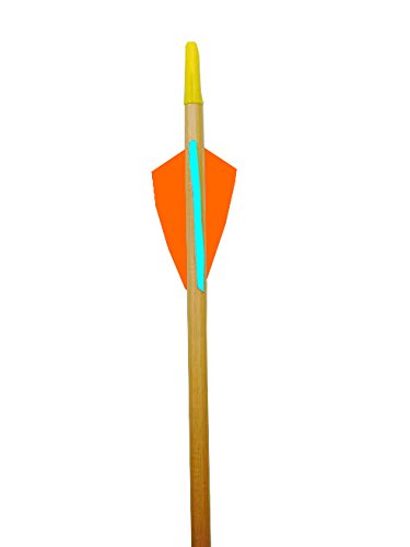 Rose City Archery Port Orford Cedar Arrow for 30-Pound Bow or Less Than 5/16-Inch Diameter/26 1/2-Inch Length Clear Lacquer Shaft (6-Pack), 2.25-Inch Length Fletching, Light Blue Cock/Orange Hens