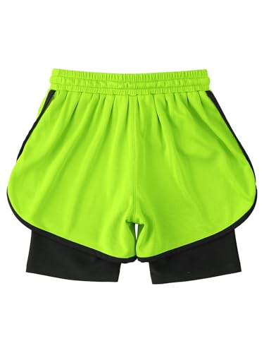 TiaoBug Kids Boys 2 in 1 Swim Trunks Running Athletic Shorts with Built-in Compression Shorts Summer Beachwear4