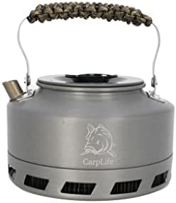 Camping and Fishing Lightweight Aluminium Convection Fast Boil Kettle - CarpLife Hand Finished in the UK Rapid Boil Convection Fishing Kettle 1.1L Capacity - USA 550 Paracord Handle (Camo Handle)