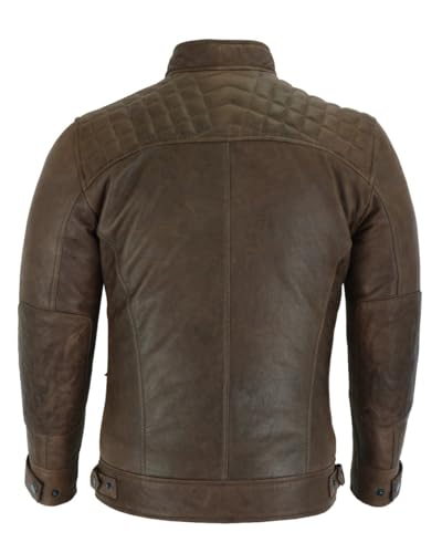 Vance Leather' Men's Cafe Racer Waxed Lambskin Austin Brown Motorcycle Leather Jacket4