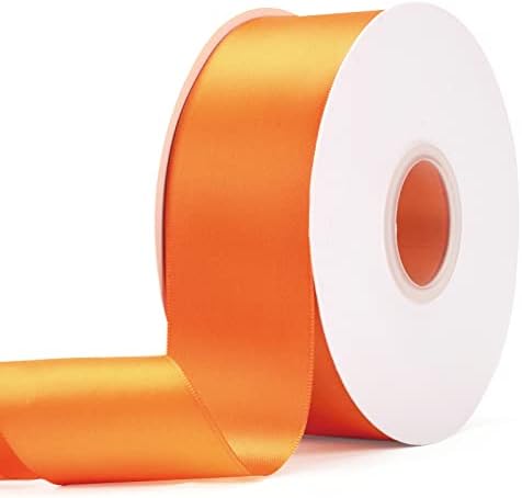 Ewaymado Solid Color Orange Double Faced Satin Ribbon 2" X 50 Yards, Fabric Ribbons Perfect for Wedding and Party Decoration,Gift Wrapping, Sewing, Crafts