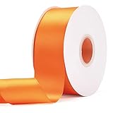 Ewaymado Solid Color Orange Double Faced Satin Ribbon 2" X 50 Yards, Fabric Ribbons Perfect for Wedd