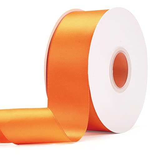 Ewaymado Solid Color Orange Double Faced Satin Ribbon 2" X 50 Yards, Fabric Ribbons Perfect For Wedding And Party Decoration,Gift Wrapping, Sewing, Crafts #TOP1