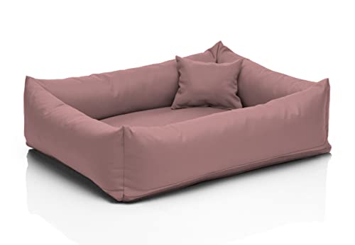 Juelle Hundebett Aus Kunstleder – Flauschiges Hundesofa In Größe 120x90 Cm (XL) – Extra Kissen Inklusive