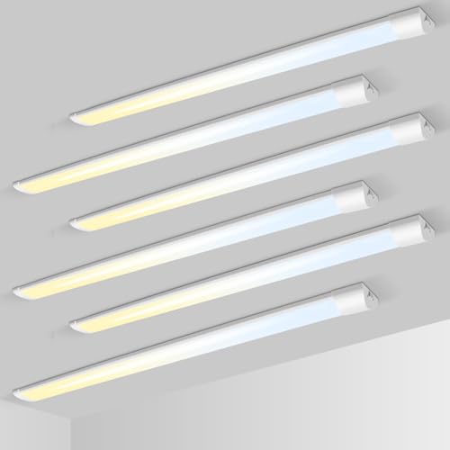 ALUSSO Lot de 6 Réglette LED 120 cm, Neon Intégrée 40W 4800lm Tube LED Lumière, 3000K/4500K/6500K Blanc Chaud/Neutre/Froid Plafonnier Lampe, IP20 pour...