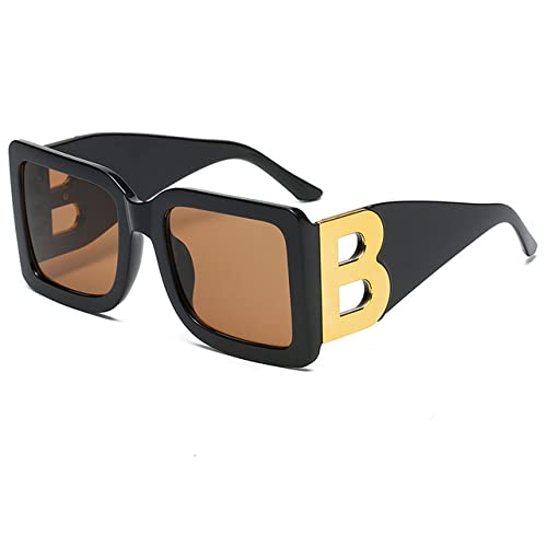 Lunettes de soleil carrées surdimensionnées contre l'éblouissement grand cadre noir dégradé 18078