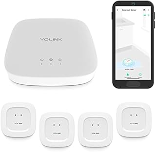 YoLink Smart Home Starter Kit: Water Sensor 4-Pack & Hub Kit - Our Original Water Leak Sensor (Qty. 4) and Hub Kit. Sensor Compatible with Alexa and IFTTT