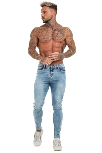 GINGTTO Men's Ripped Jeans Stretch Skinny Denim Pants for Men Tapered Leg4