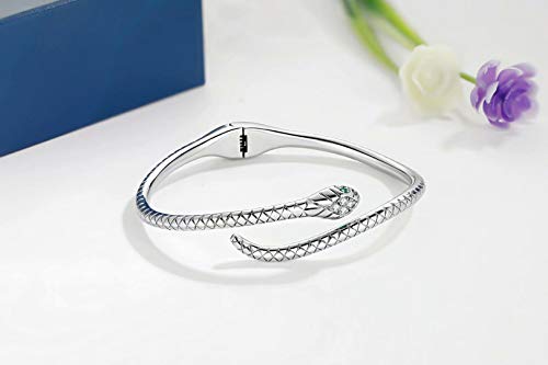 Presentski Snake Bracelet Sterling Silver Open Bangle Serpent Bracelet Vintage Silver Bracelet for Women4