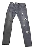 cuellos bordados con pedreria Pantalón elástico mujer Pantalón vaquero mujer elástica bordado con pedrería y perlas (40)