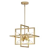 Goomavi Small Modern Lantern Chandeliers,Geometric Gold Pendant Light Fixture,8-Light Industrial Hanging Chandelier for Dining Room, Living Room,Kitchen, Foyer, Hallway, Farmhouse