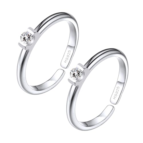 HighSpark Silver Toe Rings for Women | 92.5 Sterling Silver Hypoallergenic Adjustable Toe Rings | Minimal & Elegant - Lovely Gift