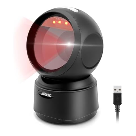 JRHC 1D 2D Desktop Barcode Scanner, Omnidirectional Automatic Sensing Platform Scanner, Hands-Free USB Wired Image Sensing QR Barcode Reader Cover
