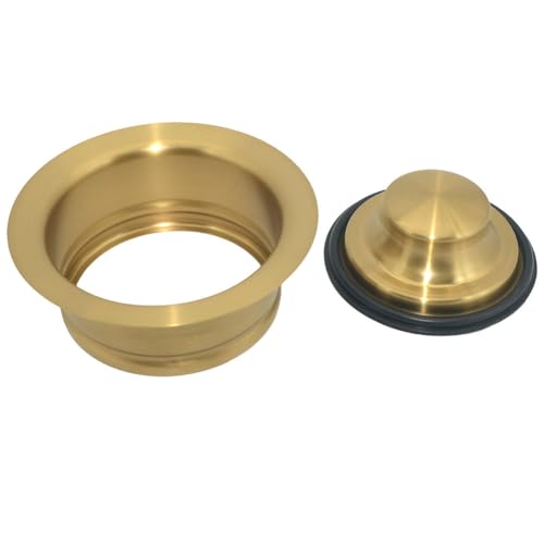 NPTSSFe Kitchen Sink Disposal Flange, Champagne Bronze Finish, Garbage Disposal Drain with Stopper,Champagne Bronze Sink Garbage Disposal Flange and Stopper for Kitchen by NPTSSFe - Used condition - US$18.47