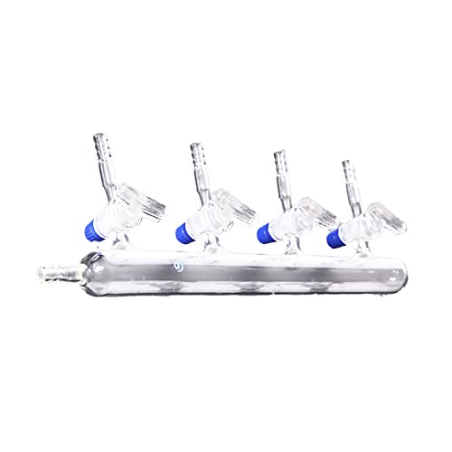 Single Row Lab Glass Manifold Vacuum Glass Gas Distributor Vacuum Gas Distributor Glass Manifold Solid Glass Stopcock (Single Row with 6-Port Solid Glass Stopcock)