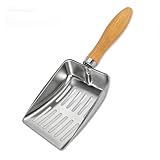 Pala Arenero Gato Acero Inoxidable con Mango de Madera – Pala Metálica Grande y Resistente para Arena Aglomerante y Fina – Fácil de Limpiar y Duradera
