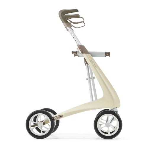 Image of byACRE Carbon Ultralight Rollator Walker, 10.6 lbs, Oyster White, Regular