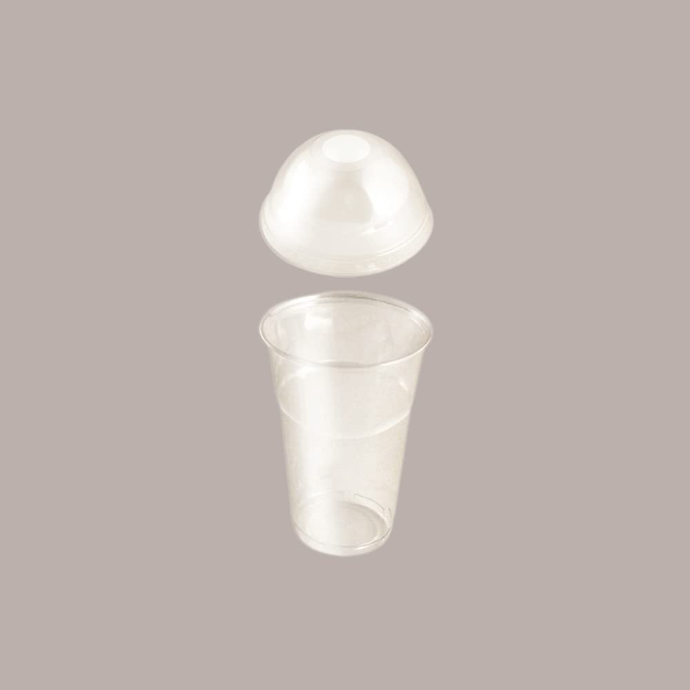Lucgel Kit Bubble Tea (100 Pz Bicchiere Plastica PET 500cc (0,4 L alla Tacca) + 100 Coperchio Cupola con Foro + 100 Cannucce Incartate)